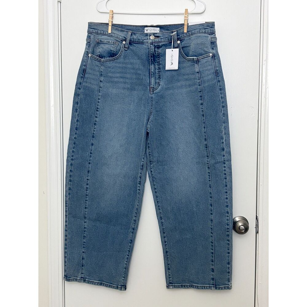 Jessica Simpson 20th Anniversary Myrtle High Rise Barrel Leg Jeans Light Wash